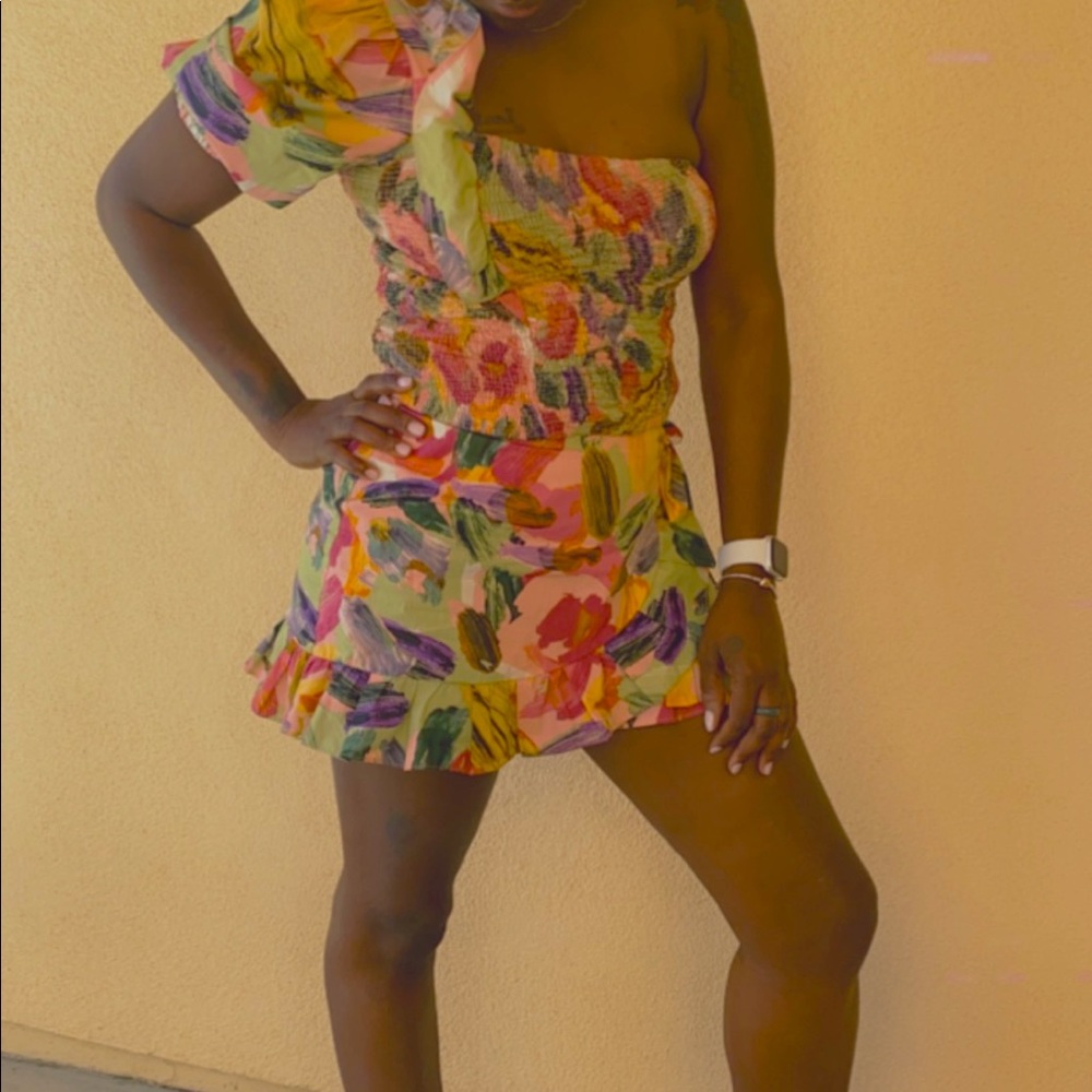 Zara skort  and one shoulder top